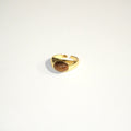 Natural Amber Stone Gold-Tone Adjustable Ring