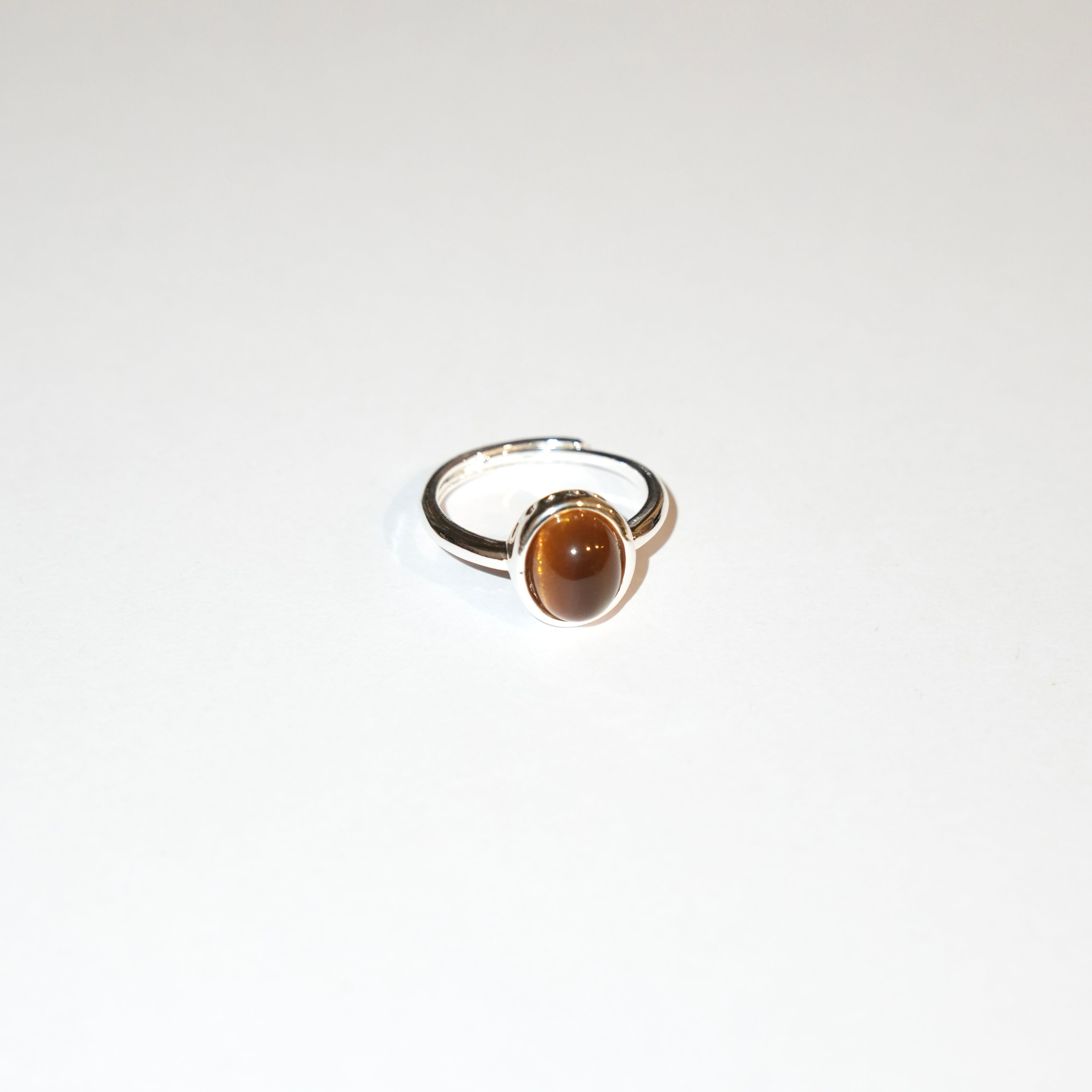 Amber-Tone Oval Stone Silver Ring