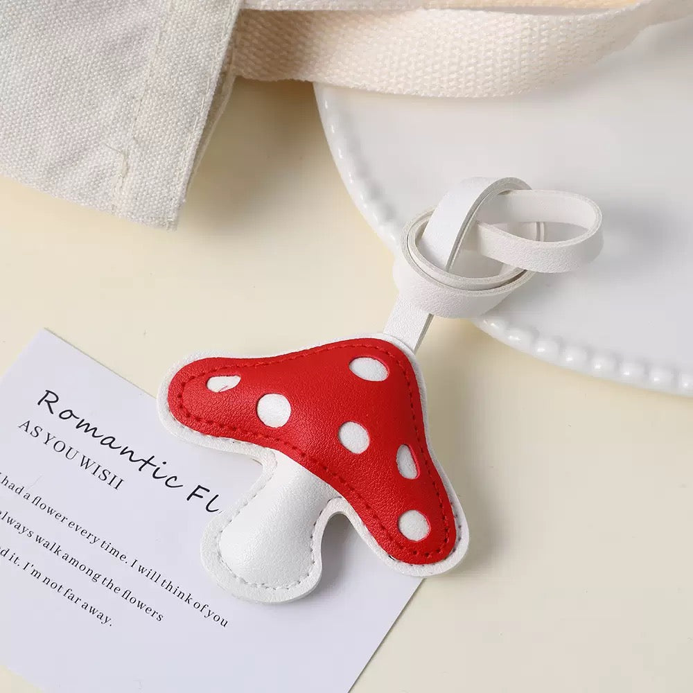 Pre-order Spring Mushroom Bag Charm-Cute PU leather Keychain(Aesthetic Gift)🍄Limited drop