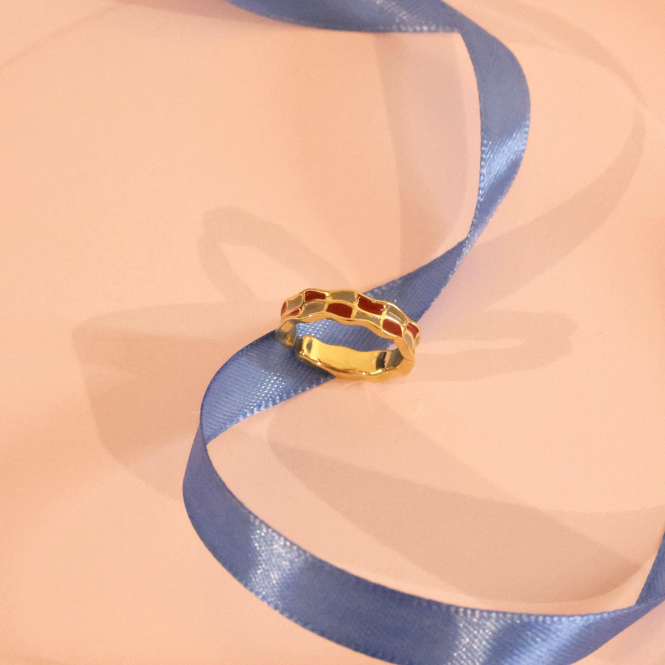 Gold-Tone Enamel Mosaic Ring